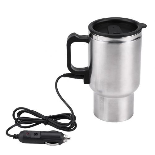  Delaman Heizbecher 12V 450ml Elektro Edelstahl Reisekaffeetasse Im Auto, Beheizter Kanne Fuer Auto