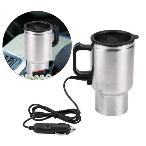  Delaman Heizbecher 12V 450ml Elektro Edelstahl Reisekaffeetasse Im Auto, Beheizter Kanne Fuer Auto