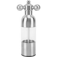 Delaman Pepper Mill, Professional Refillable Ceramic Rotor Coarseness Adjustable Manual Pepper Salt Grinder for Kitchen(Silver-Small)