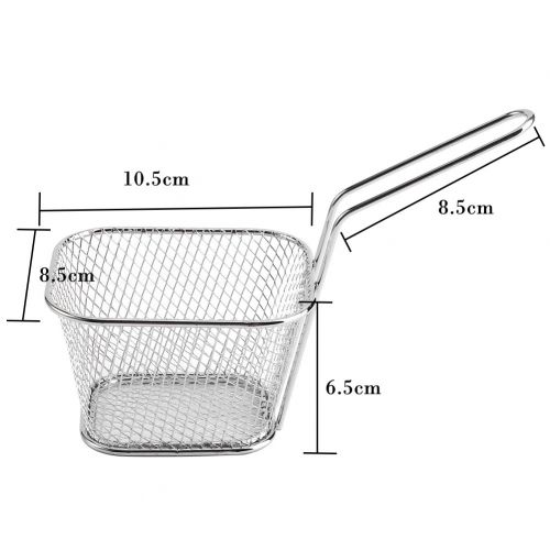  Delaman 8Pcs Stainless Steel Deep Fry Basket Mesh French Chip Frying Serving Food Presentation Strainer Potato Cooking Tool