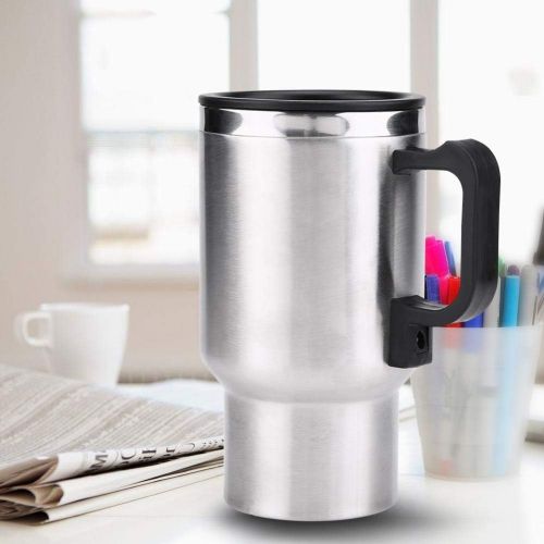  Car Electric Kettle, Delaman 12V 450ml Electric Water Kettle, Stainless Steel Cigarette Lighter Heating Kettle Mug Cup Electric Travel Thermoses for Heating Water Coffee Milk Tea