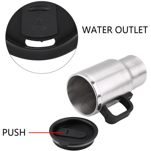  Car Electric Kettle, Delaman 12V 450ml Electric Water Kettle, Stainless Steel Cigarette Lighter Heating Kettle Mug Cup Electric Travel Thermoses for Heating Water Coffee Milk Tea