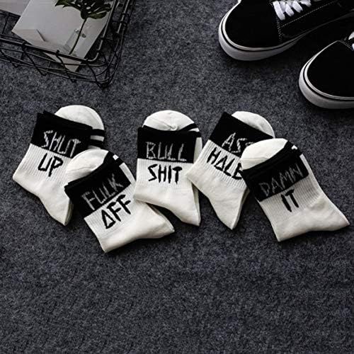  Delicacydex Modische Herbst Winter Hip Hop Style Manner Frauen Unisex Brief gedruckt Baumwolle Skateboard Sock Bequeme Socken - weiss & schwarz