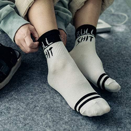  Delicacydex Modische Herbst Winter Hip Hop Style Manner Frauen Unisex Brief gedruckt Baumwolle Skateboard Sock Bequeme Socken - weiss & schwarz