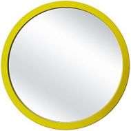 Delicate mirror Greawei@ Simple Modern Dressing Table Mirror Wall-Mounted Bathroom Mirror Round Wooden Framed Makeup Mirror Simple and Elegant (Color : Yellow, Size : 40cm)