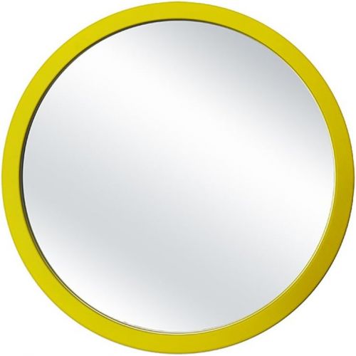  Delicate mirror Greawei@ Simple Modern Dressing Table Mirror Wall-Mounted Bathroom Mirror Round Wooden Framed Makeup Mirror Simple and Elegant (Color : Yellow, Size : 40cm)