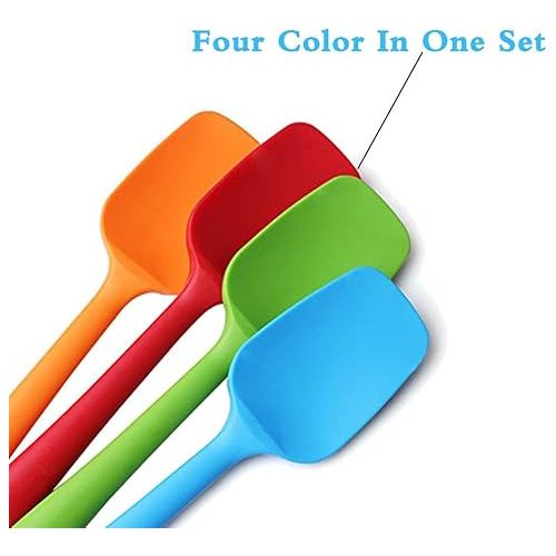  Delidge 4-Piece Silicone Spatula Set 11inch Large Heat-Resistant Rubber Spatulas Baking Mixing Tool Non-Stick Flexible Seamless Spatulas with Stainless Steel Core