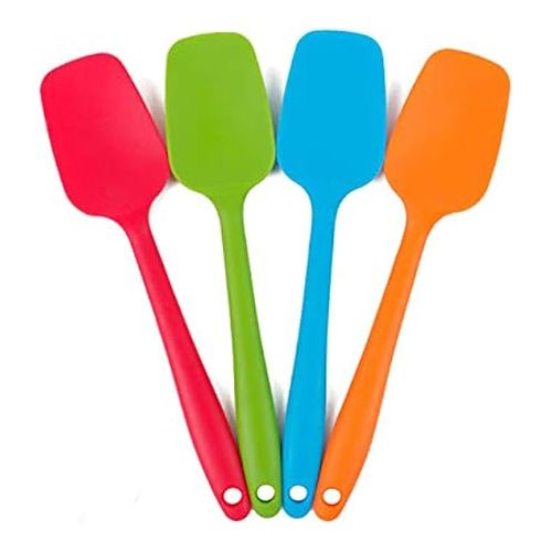  Delidge 4-Piece Silicone Spatula Set 11inch Large Heat-Resistant Rubber Spatulas Baking Mixing Tool Non-Stick Flexible Seamless Spatulas with Stainless Steel Core