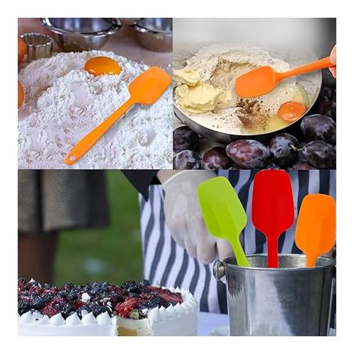  Delidge 4-Piece Silicone Spatula Set 11inch Large Heat-Resistant Rubber Spatulas Baking Mixing Tool Non-Stick Flexible Seamless Spatulas with Stainless Steel Core