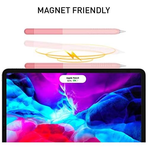  [아마존베스트]Delidigi Gradient Color iPencil Case Sleeve Silicone Cover Accessories Compatible with Apple Pencil 2nd Generation(Gradient Pink)