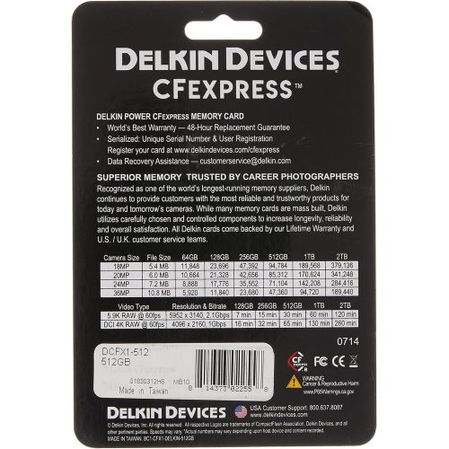  Delkin Devices 512GB Power CFexpress Type B Memory Card (DCFX1-512)