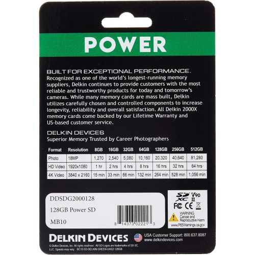  Delkin DDSDG2000128 Devices 128GB Power SDXC UHS-II (U3V90) Memory Card