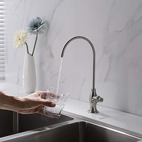  Lead Free Brass Water Filter Faucet Delle Rosa Commercial Water Filtration Faucet for Under Sink Water Filter System Modern Brushed Nickel Kitchen Bar Sink Drinking Water Faucet