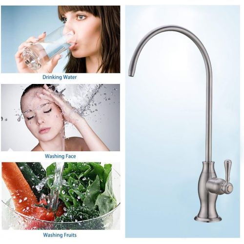  Lead Free Brass Water Filter Faucet Delle Rosa Commercial Water Filtration Faucet for Under Sink Water Filter System Modern Brushed Nickel Kitchen Bar Sink Drinking Water Faucet