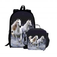 Dellukee Children School Lunch Bag Set Kids Cute Travel Book Backpack Horse Print