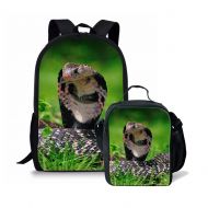 Dellukee Durable Children School Backpack Set Boys Girls Lunch Bag Snake Print