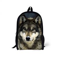 Dellukee Middle School Backpack Cute Large Durable Children School Book Bags Grey Wolf Print