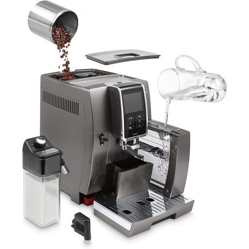드롱기 De’Longhi DeLonghi Dinamica Plus ECAM 370.95.T fully automatic coffee machine 3.5 touchscreen integrated milk system coffee pot function 3 user profiles App control