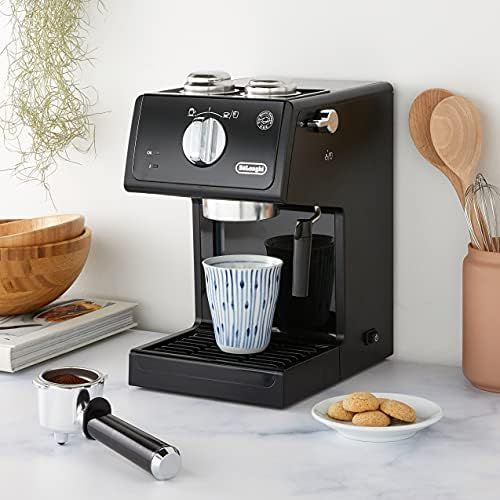 드롱기 De’Longhi DeLonghi ECP 31.21 Espresso Siebtragermaschine | Siebtragerhalter mit Aluminium Finish | Milchschaum Duese | Filtereinsatz fuer 1 oder 2 Tassen Espresso | Auch fuer Pads Geeignet | Sc