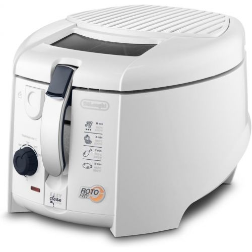 드롱기 De’Longhi DeLonghi F 28.311.W1 Rotofritteuse |Roto-Fry-System fuer 50 % weniger OEl | Easy Clean System | Antihaft-Beschichtung | Fester Frittierbehalter | OElablauffunktion | weiss