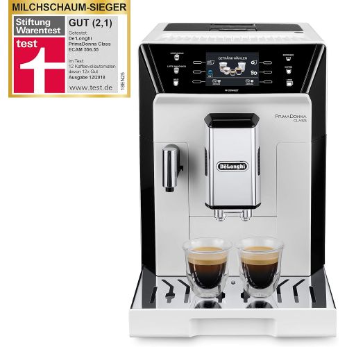 드롱기 Besuchen Sie den De’Longhi-Store DeLonghi PrimaDonna Class ECAM 556.55.W Kaffeevollautomat mit Milchsystem, Cappuccino und Espresso auf Knopfdruck, 3,5 Zoll TFT Farbdisplay und App-Steuerung, weiss