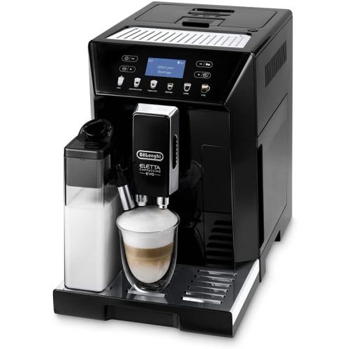 드롱기 De’Longhi DeLonghi Eletta Cappuccino ECAM 45.766.B Kaffeevollautomat | Digitaldisplay | Integriertes Milchsystem | Lieblingsgetranke auf Knopfdruck | Herausnehmbare Bruehgruppe | 2-Tassen-Fun