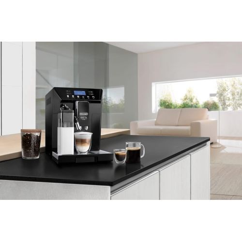 드롱기 De’Longhi DeLonghi Eletta Cappuccino ECAM 45.766.B Kaffeevollautomat | Digitaldisplay | Integriertes Milchsystem | Lieblingsgetranke auf Knopfdruck | Herausnehmbare Bruehgruppe | 2-Tassen-Fun