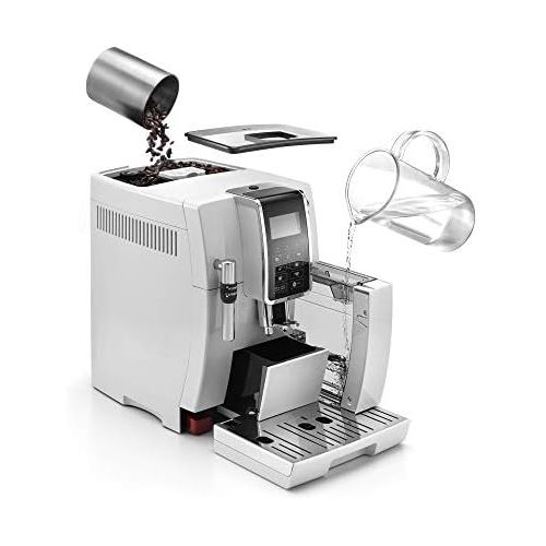 드롱기 De’Longhi DINAMICA ECAM 350.35.W - Vollautomatische Kaffeemaschine, 1.8 l, weiss(freistehend, Maschine Espresso Kaffeemaschine, weiss, LCD-Display, 1,8l)