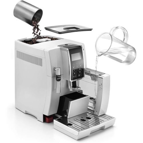 드롱기 De’Longhi DINAMICA ECAM 350.35.W - Vollautomatische Kaffeemaschine, 1.8 l, weiss(freistehend, Maschine Espresso Kaffeemaschine, weiss, LCD-Display, 1,8l)
