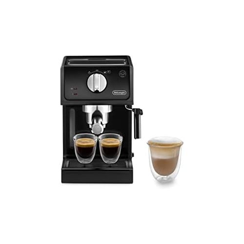 드롱기 De’Longhi DeLonghi ECP 31.21 Espresso Siebtragermaschine | Siebtragerhalter mit Aluminium Finish | Milchschaum Duese | Filtereinsatz fuer 1 oder 2 Tassen Espresso | Auch fuer Pads Geeignet | Sc