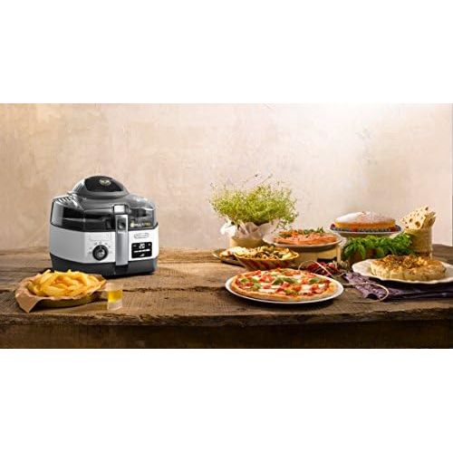 드롱기 De’Longhi DeLonghi MultiFry Extra Chef FH1394/2 Heissluftfritteuse/Multicooker (1,7 kg Fassungsvermoegen, 1.400W / 1.000W, 8 Portionen, SHS-Double-Pro, Rezepte-App) grau/weiss