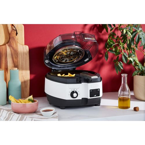 드롱기 De’Longhi DeLonghi MultiFry Extra Chef FH1394/2 Heissluftfritteuse/Multicooker (1,7 kg Fassungsvermoegen, 1.400W / 1.000W, 8 Portionen, SHS-Double-Pro, Rezepte-App) grau/weiss