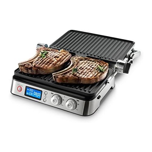 드롱기 De’Longhi DeLonghi MultiGrill CGH1020D, Elektro-Grill mit 6 Kochfunktionen, elektrischer Kontaktgrill, Tischgrill, Gratin-Funktion, 2 Grillplatten-Sets, 2000 W, 45,8 x 34,3 x 18,5 cm