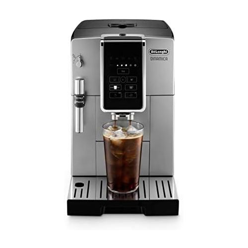 드롱기 DeLonghi Dinamica Automatic Coffee & Espresso Machine TrueBrew (Iced-Coffee), Burr Grinder, Premium Adjustable Frother + Descaler, Cleaning Brush & Bean Icecube Tray, Stainless Ste