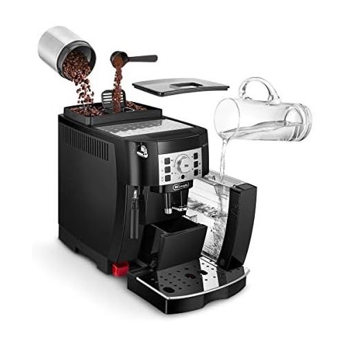 드롱기 De’Longhi DeLonghi Magnifica S ECAM 22.110.B  Kaffeevollautomat mit Milchaufschaumduese, Direktwahltasten & Drehregler, 2-Tassen-Funktion, grosser 1,8 l Wassertank, 35,1 x 23,8 x 43 cm, schwa