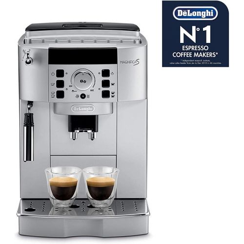 드롱기 De’Longhi DeLonghi Magnifica ECAM 22.110.SB  Kaffeevollautomat mit Milchaufschaumduese, Digitaldisplay mit Klartext, 2-Tassen-Funktion, grossr 1,8 l Wassertank, 35,4 x 23,8 x 43 cm, silber