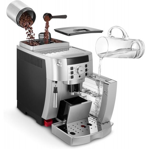 드롱기 De’Longhi DeLonghi Magnifica ECAM 22.110.SB  Kaffeevollautomat mit Milchaufschaumduese, Digitaldisplay mit Klartext, 2-Tassen-Funktion, grossr 1,8 l Wassertank, 35,4 x 23,8 x 43 cm, silber