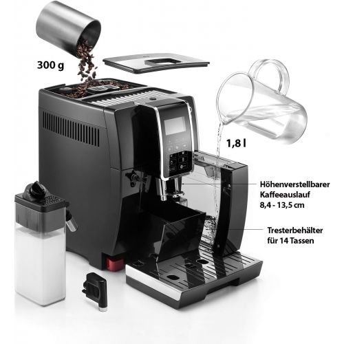 드롱기 De’Longhi DeLonghi Dinamica ECAM 350.55.B  Kaffeevollautomat mit integriertem Milchsystem, Digitaldisplay mit beleuchteten Tasten, automatische Reinigung, 2-Tassen-Funktion, 23,6 x 42,9 x 3