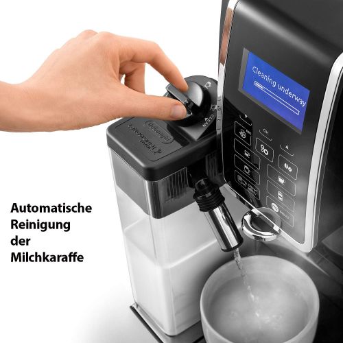 드롱기 De’Longhi DeLonghi Dinamica ECAM 350.55.B  Kaffeevollautomat mit integriertem Milchsystem, Digitaldisplay mit beleuchteten Tasten, automatische Reinigung, 2-Tassen-Funktion, 23,6 x 42,9 x 3