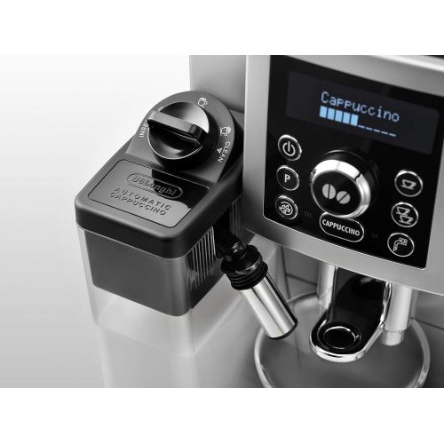 드롱기 De’Longhi DeLonghi ECAM 23.466.S Kaffeevollautomat | 1450 Watt | Digitaldisplay | Integriertes Milchsystem | Cappuccino auf Knopfdruck | Herausnehmbare Bruehgruppe | 2-Tassen-Funktion | Silbe