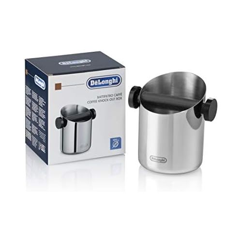 드롱기 DeLonghi DLSC059 Abschlagbehalter, fuer Espresso Siebtrager, Kaffeesatz Abschlagbox, Kaffeemaschinen Zubehoer fuer den Barista Zuhause, Abklopfbehalter aus Edelstahl