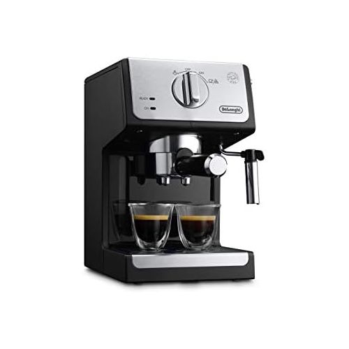 드롱기 De’Longhi DeLonghi ECP 33.21 Espresso Siebtragermaschine | Siebtragerhalter mit Aluminium Finish | Milchschaum Duese | Filtereinsatz fuer 1 oder 2 Tassen Espresso | Auch fuer Pads Geeignet | Sc