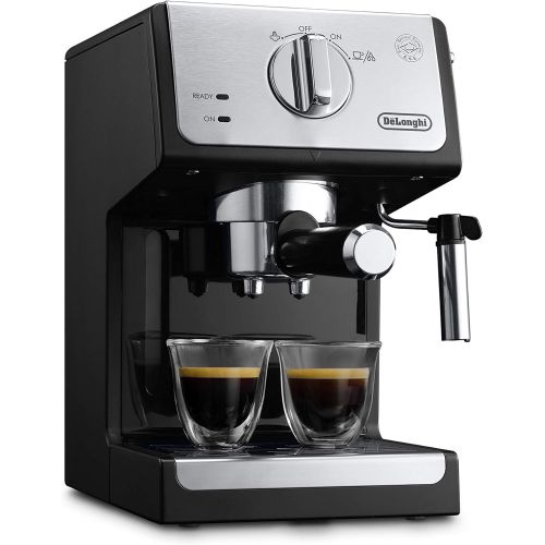 드롱기 De’Longhi DeLonghi ECP 33.21 Espresso Siebtragermaschine | Siebtragerhalter mit Aluminium Finish | Milchschaum Duese | Filtereinsatz fuer 1 oder 2 Tassen Espresso | Auch fuer Pads Geeignet | Sc