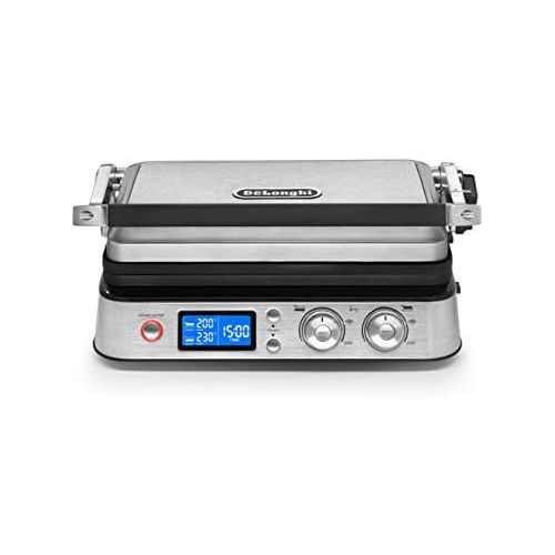 드롱기 De’Longhi DeLonghi MultiGrill CGH1020D, Elektro-Grill mit 6 Kochfunktionen, elektrischer Kontaktgrill, Tischgrill, Gratin-Funktion, 2 Grillplatten-Sets, 2000 W, 45,8 x 34,3 x 18,5 cm