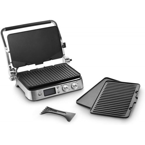 드롱기 De’Longhi DeLonghi MultiGrill CGH1020D, Elektro-Grill mit 6 Kochfunktionen, elektrischer Kontaktgrill, Tischgrill, Gratin-Funktion, 2 Grillplatten-Sets, 2000 W, 45,8 x 34,3 x 18,5 cm