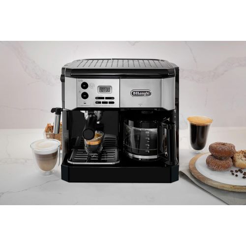 드롱기 DeLonghi BCO430BM All-in- One Combination Maker & Espresso Machine + Advanced Milk Frother for Cappuccino, Latte & Macchiato + Glass Coffee Pot 10-Cup