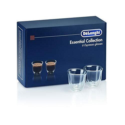 드롱기 DeLonghi America Essential Collection Double Walled Thermo Espresso Glasses (Set of 6), Clear