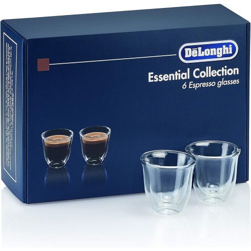 드롱기 DeLonghi America Essential Collection Double Walled Thermo Espresso Glasses (Set of 6), Clear