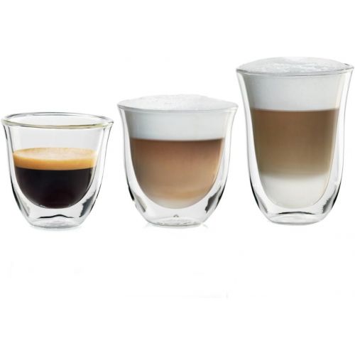 드롱기 DeLonghi Fancy Collection Double Walled Thermo Espresso, Cappuccino and Latte Macchiato Glasses, (Set of 6), Clear