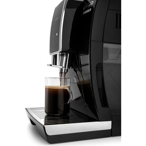 드롱기 DeLonghi Dinamica Automatic Coffee & Espresso Machine, TrueBrew (Iced-Coffee), Burr Grinder + Descaling Solution, Cleaning Brush & Bean Shaped Icecube Tray, Black, ECAM35020B